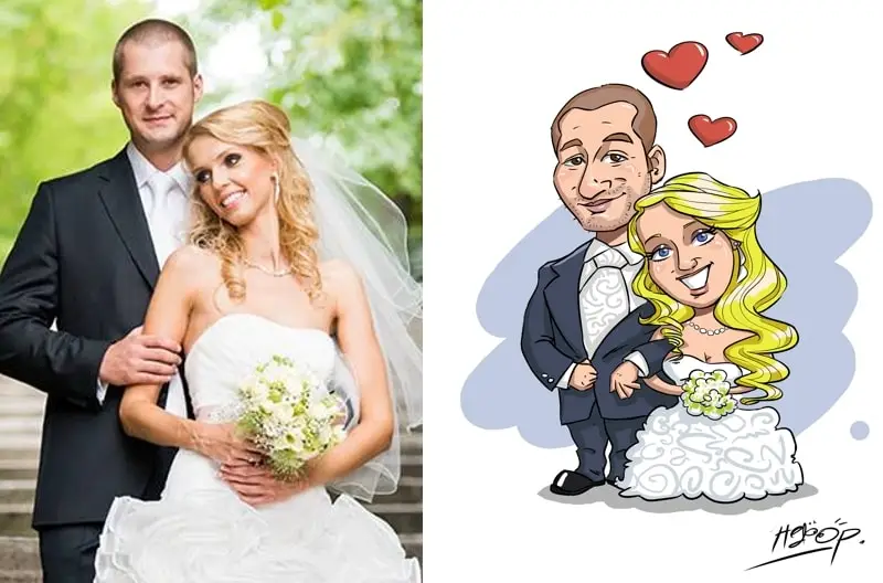 Svadobne oznamenie s karikaturou