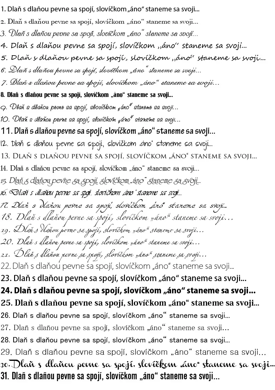 typy pisma svadobne oznamenie