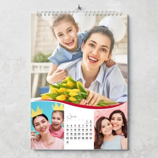 Mesačný fotokalendár MULTI A3 s možnosťou pridania viacerých fotografií na stránku vo veľkom formáte.