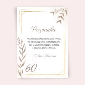 Pozvánka na oslavu životného jubilea 60tky