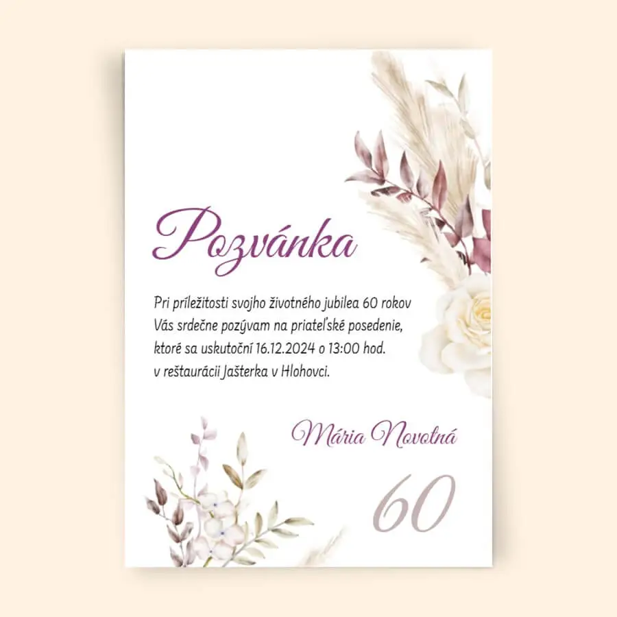Pozvánka na oslavu 60 tky Pozvánka na oslavu