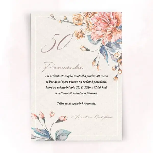 Kvetinová pozvanka na 60tku