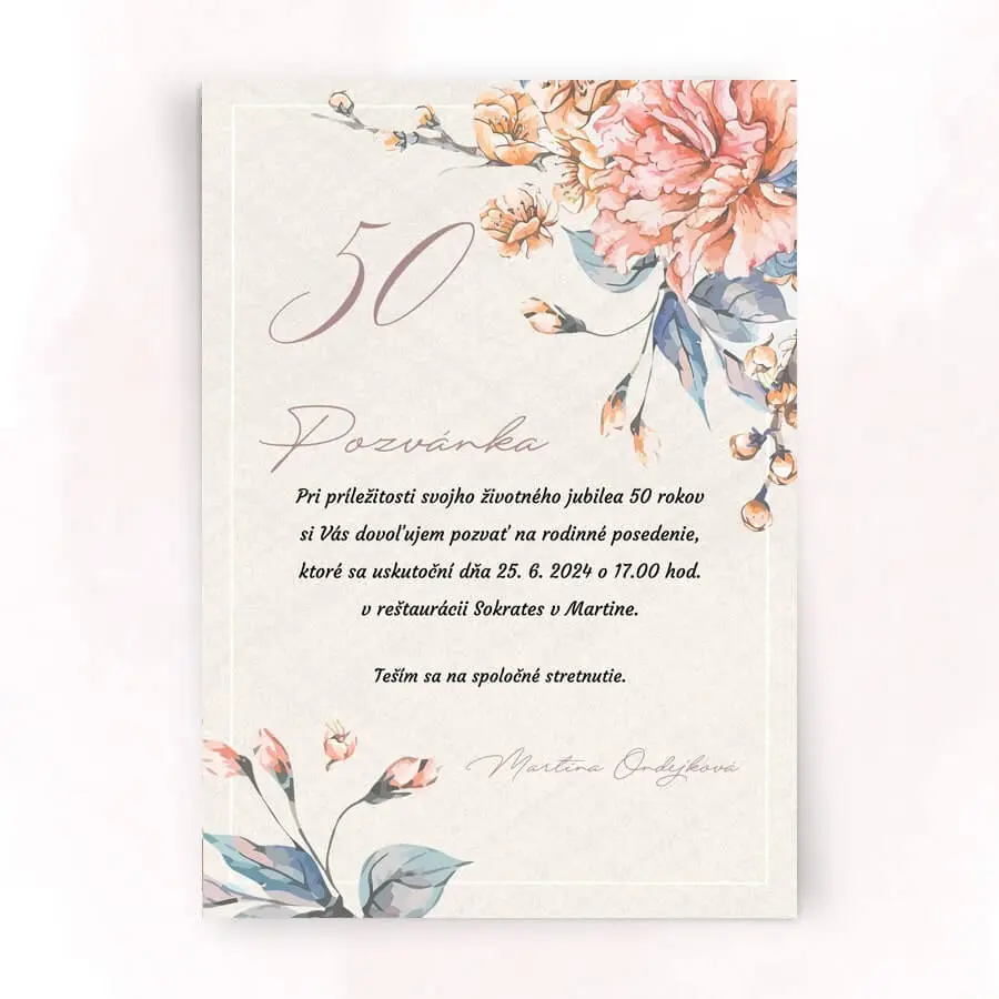 Kvetinova pozvanka KD25 Kvetinová pozvanka na 60tku