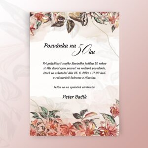 Pozvanka na 50tku s kvetinami