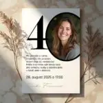 Personalizovateľná narodeninová pozvánka s možnosťou úpravy čísla a obrázka. Vhodná na jubileum od 40 do 80 rokov.