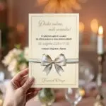 Narodeninová pozvánka v zlatom štýle s dekoratívnou stuhou