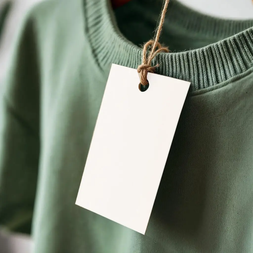 Visačka na oblečenie s vlastnou potlačou, rozmer 90x50 mm, s dierovaním a lamináciou