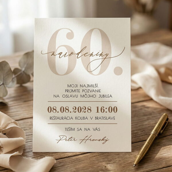 Elegantná pozvánka na oslavu 50 rokov s menom a dátumom – jubilejná narodeninová pozvánka