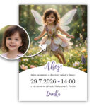 rozprávková narodeninová pozvánka víla s vlastnou fotografiou