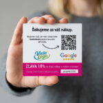 Kartička na hodnotenie zákazníkov s QR kódom a zľavou pre e-shop