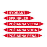 Samolepky na označenie potrubia požiarna voda, hydrant, sprinkler a požiarna pena