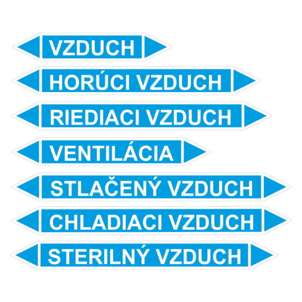 Samolepky na označenie potrubia vzduch – stlačený, chladiaci a sterilný vzduch
