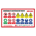 Bezpečnostná tabuľa alebo banner Areál stavby s BOZP značením