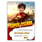 pozvánka na detskú narodeninovú oslavu superhrdina s vlastnou fotografiou