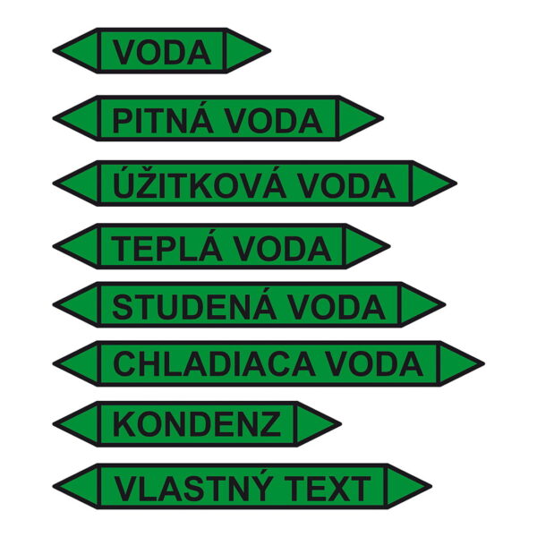 Samolepky na potrubie voda – pitná, úžitková, teplá, studená voda a kondenz